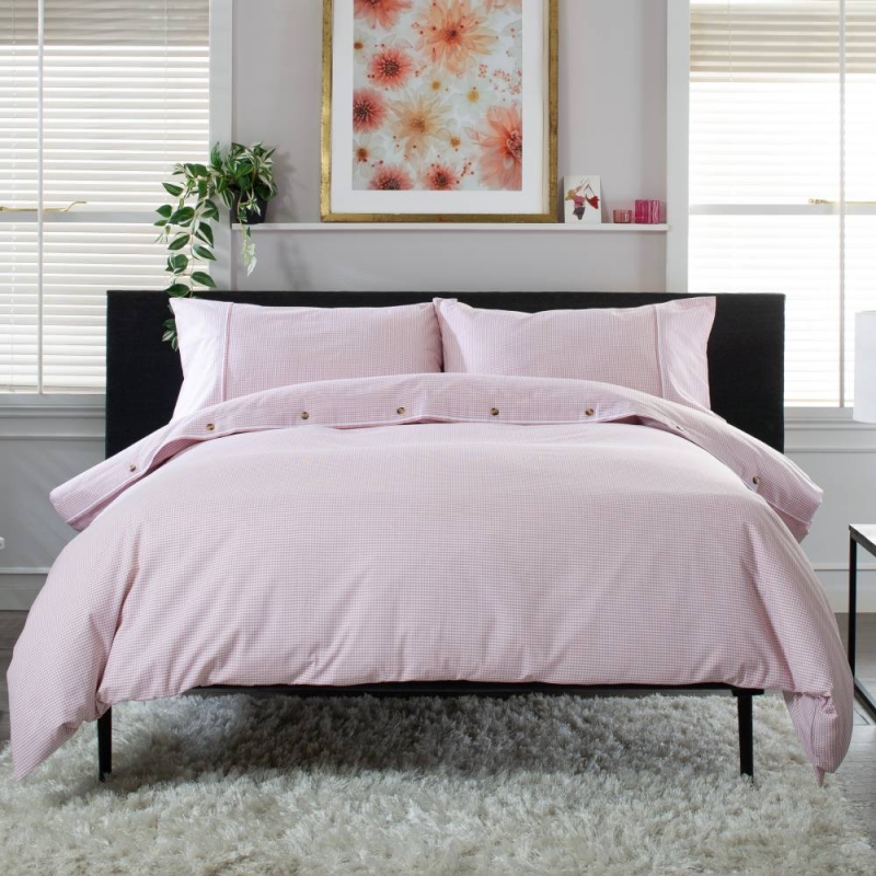 Gingham Duvet Set Rose