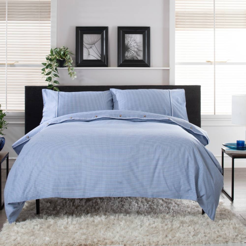 Gingham Duvet Set Blue