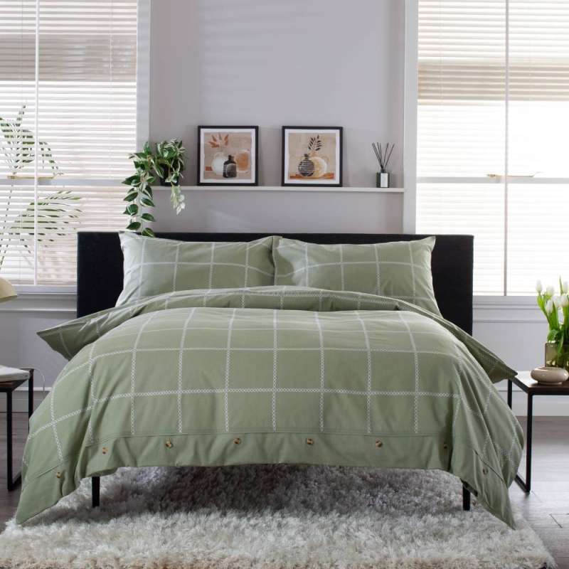 Crossley Heath Duvet Set Green/White