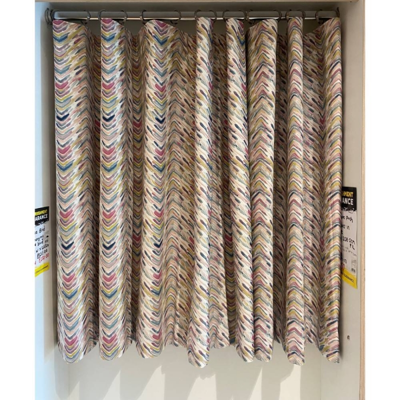 1x Pair Wave Headed Curtains in Medley Pastel Fabric 2 widths x 110cm