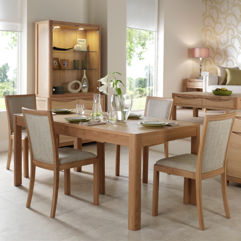 Stefan Dining Table 180-230cm & 4 Low Back Chairs Natural Fabric