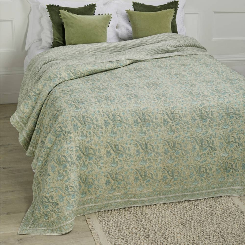 Jaipur Quilted Bedspread Olive