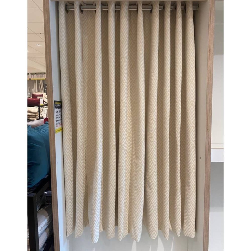 Pair of Brushed Steel Eyelet Headed Curtains (25 widths by 65cm) (Bury St Edmunds)