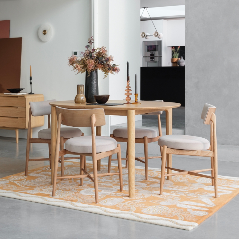Winchester Oval Extending Table & 4 Flora Chairs Grey