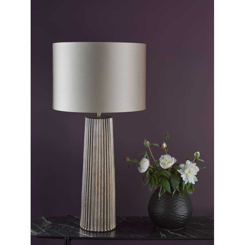 Myla Bronze Table Lamp with Taupe Drum shade