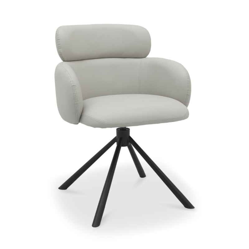 Hudson Swivel Dining Chair Light Grey Leather
