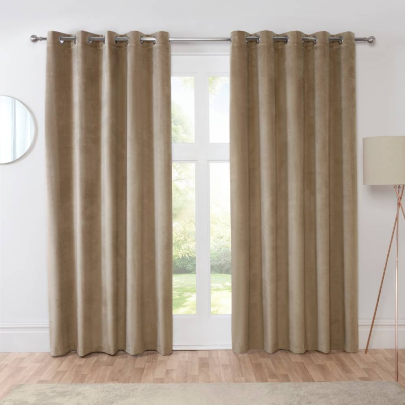 Casa Eyelet Headed Curtains Lined Mocha