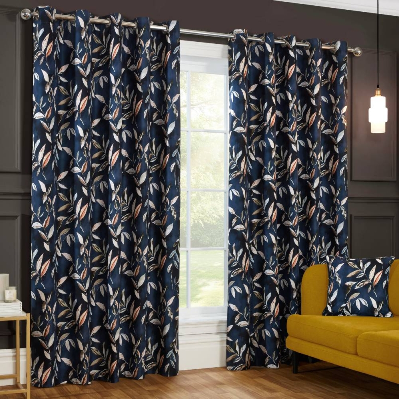 Madrid Eyelet Headed Curtains Navy