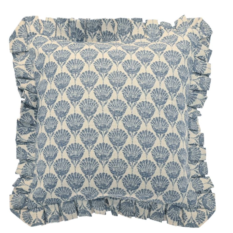 CARNATION RUFFLE SQ CUSHION SLATE BLUE F/FILL
