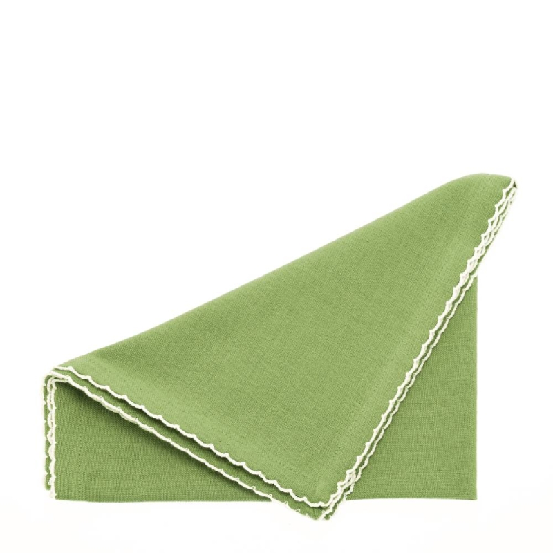 SCALLOPED NAPKIN APPLE SET/4
