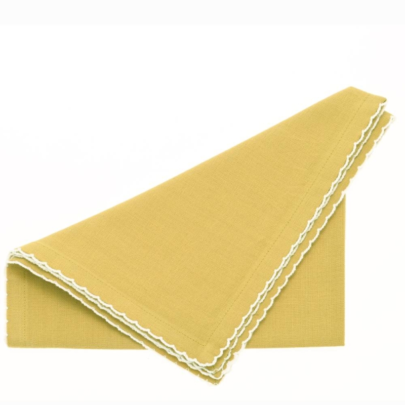 SCALLOPED NAPKIN LEMON SET/4