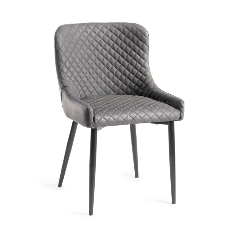 Cezanne Dining Chair Grey Leather