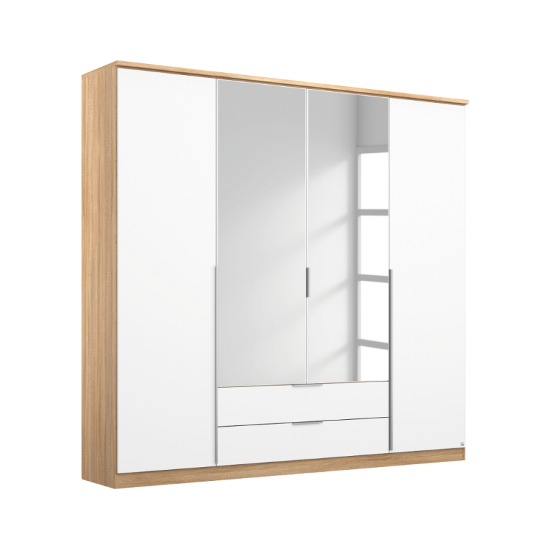 Trento 03R9 4 Door 2 Mirror 2 Drawer Wardrobe W181cm AWSO