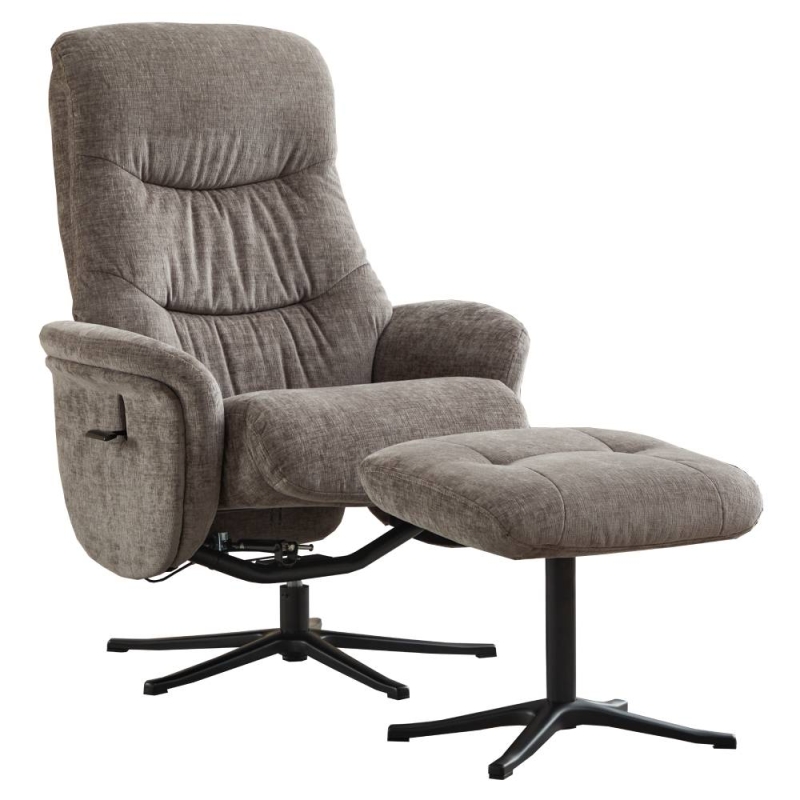 Nero Swivel Recliner and Footstool