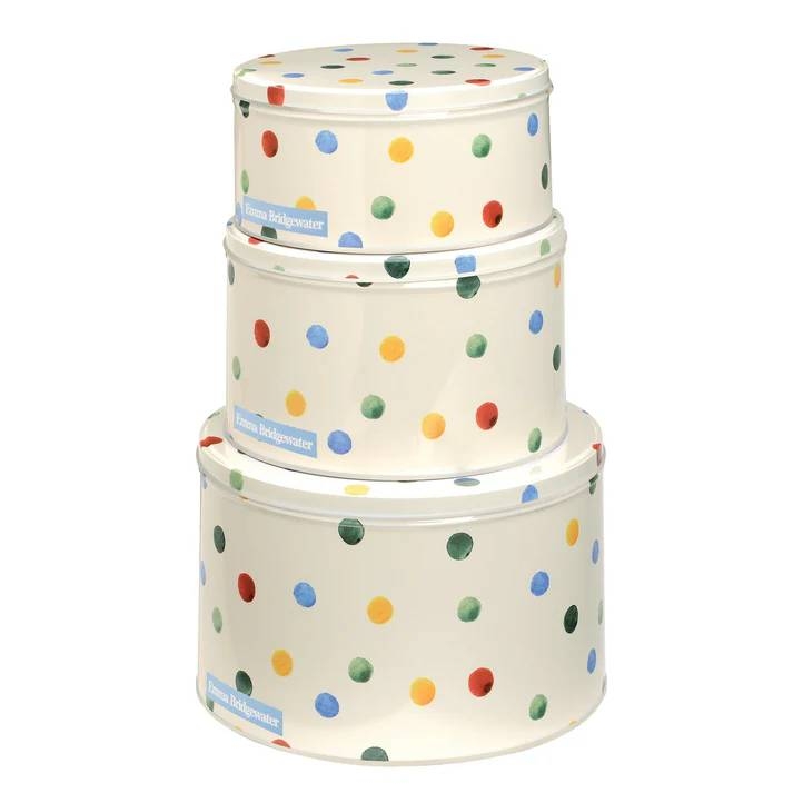 EB POLKA DOT ROUND CAKE TIN MED