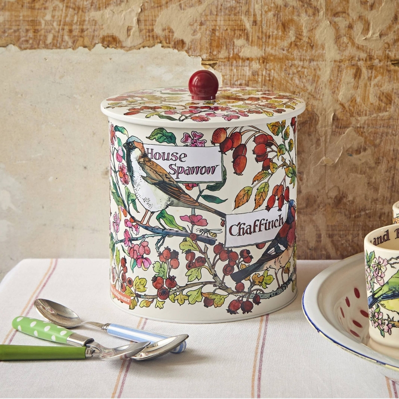 EMMA BRIDGWATER BIRDS IN THE HEDGEROW  BISCUIT BARREL TIN