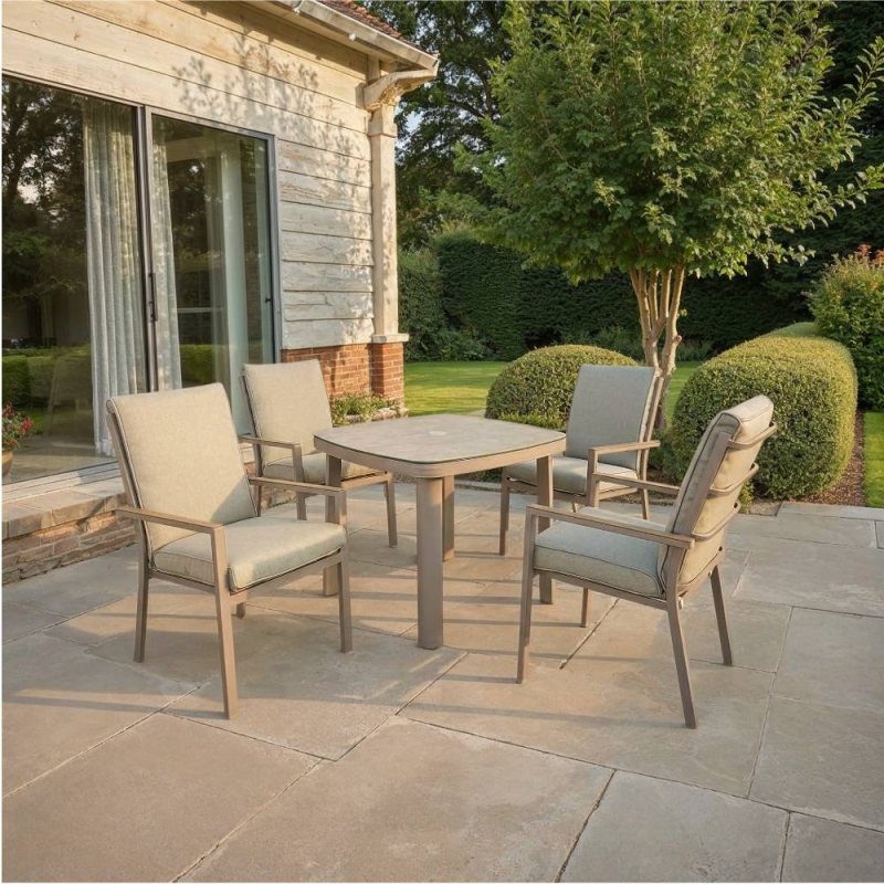 Antibes Champagne 4 Seat Square Dining Set 