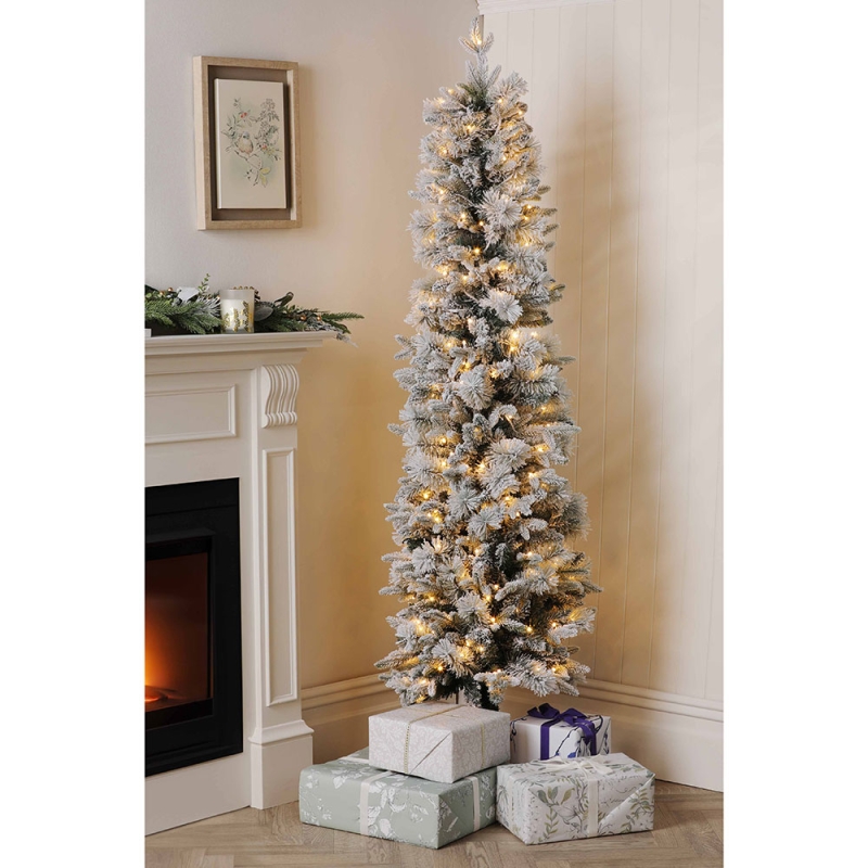 Laura Ashley Slim Frosted Lit Tree