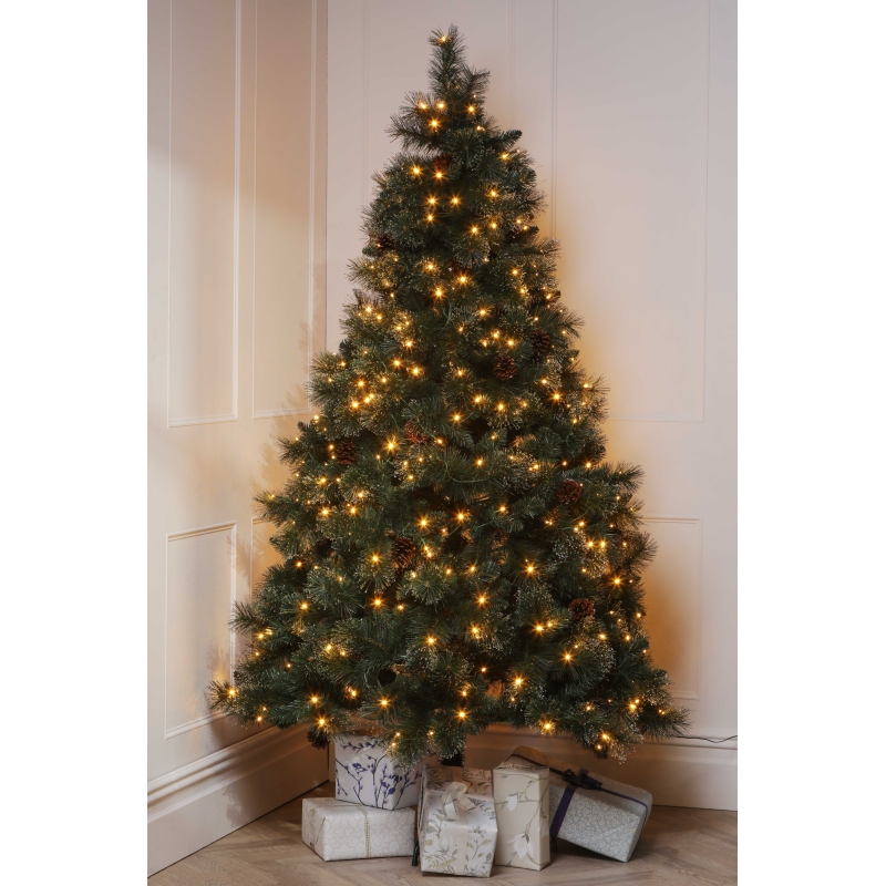Full Lit Tree W/Dew Drops & Pine Cones