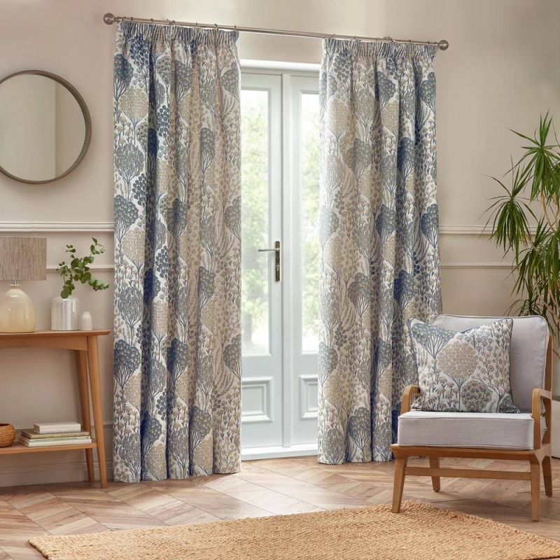 Ophelia Pencil Headed Curtains Wedgewood