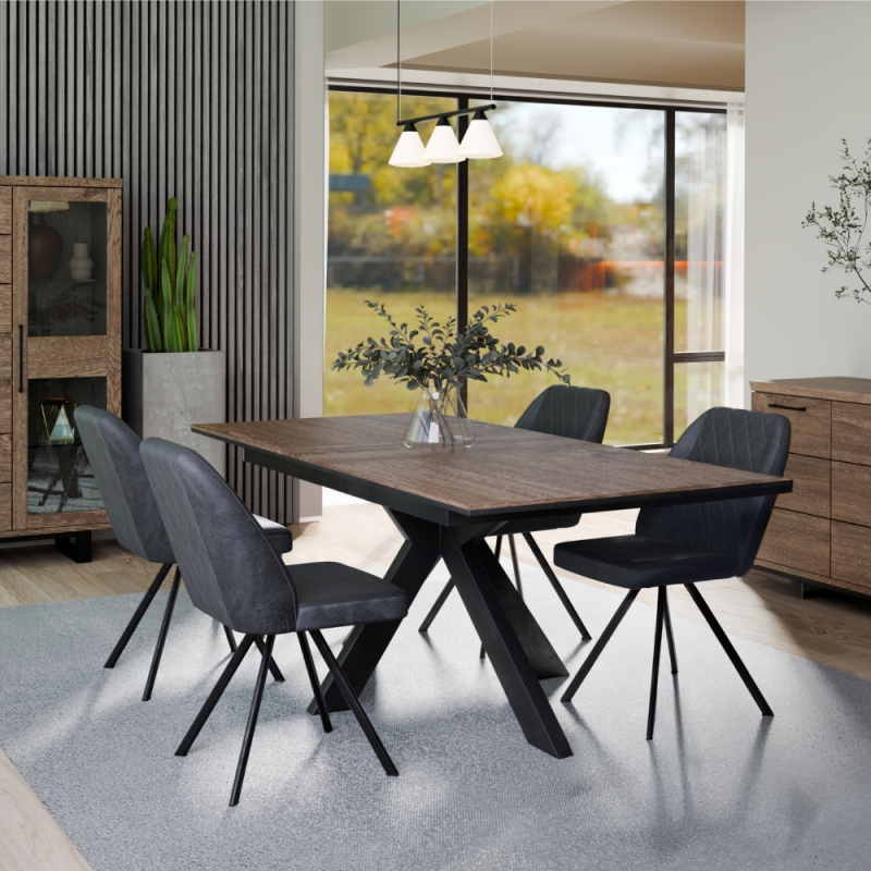Fox Pop Up Table & 4 Swivel Chairs Grey