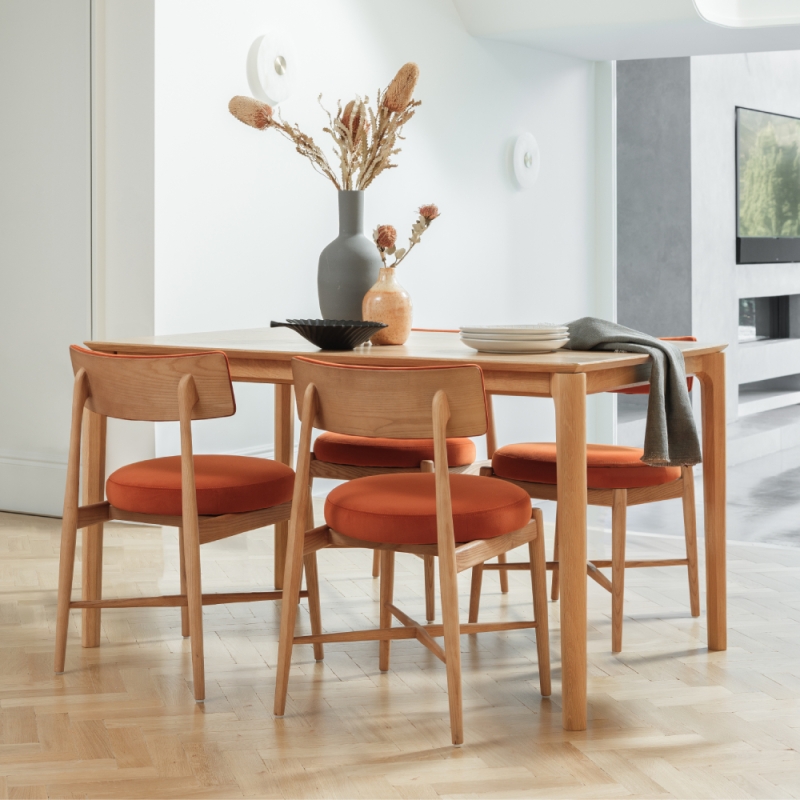 Winchester Dining Set Rectangle Ext Table & 4 Flora Chairs Orange Lifestyle