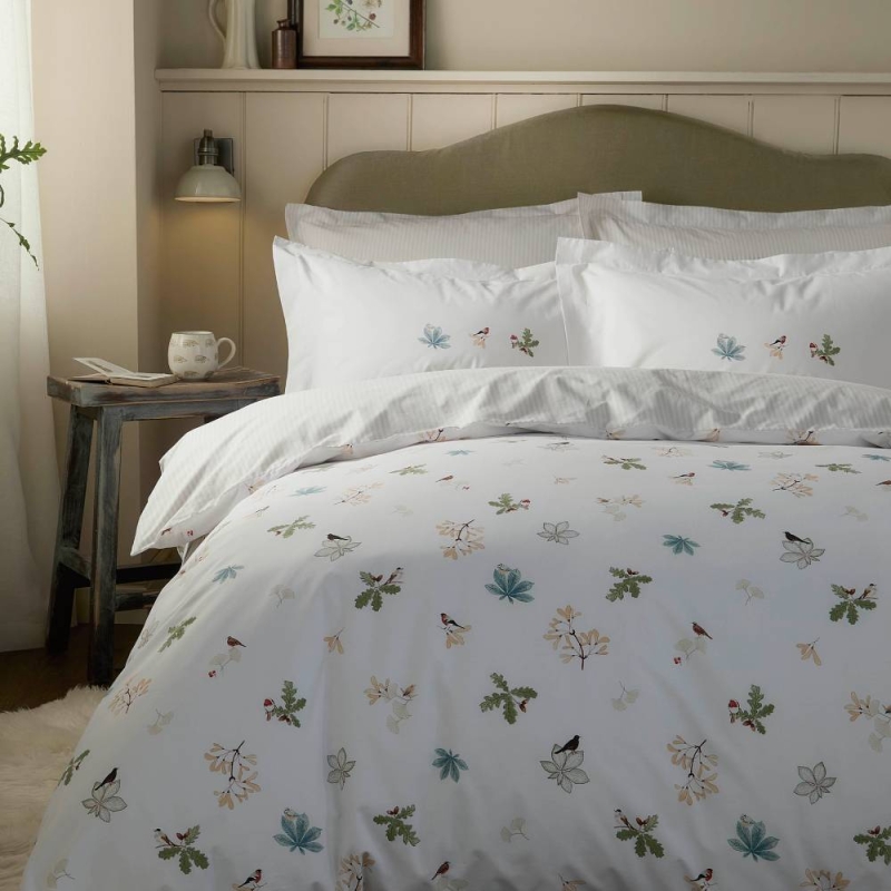 Orchard Birds Duvet Set White