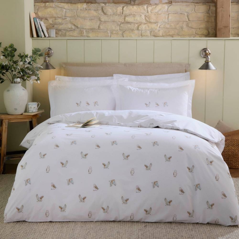 Snowy Owls Duvet Set White