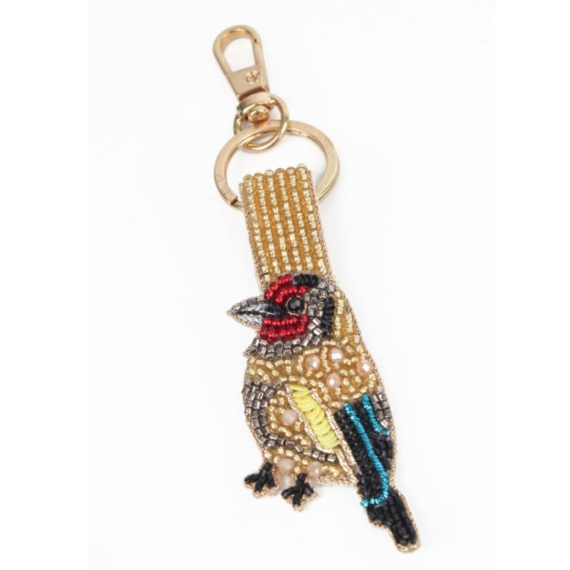My Doris Beaded Gold Finch Small Bird Keyring/Bag Charm