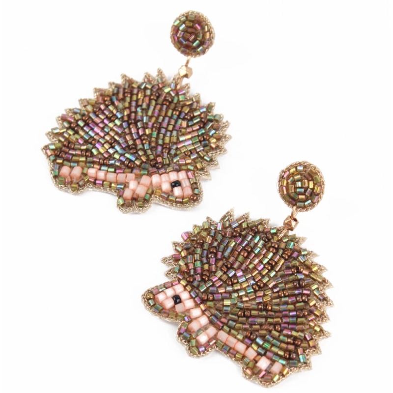 My Doris Gold Hedgehog Beaded Drop Earrings