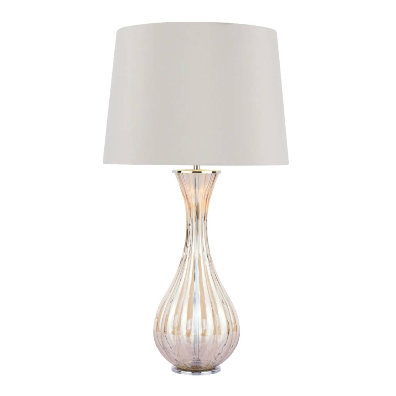 Laura Ashley Nevern Table Lamp Champagne Glass & Polished Chrome with Shade