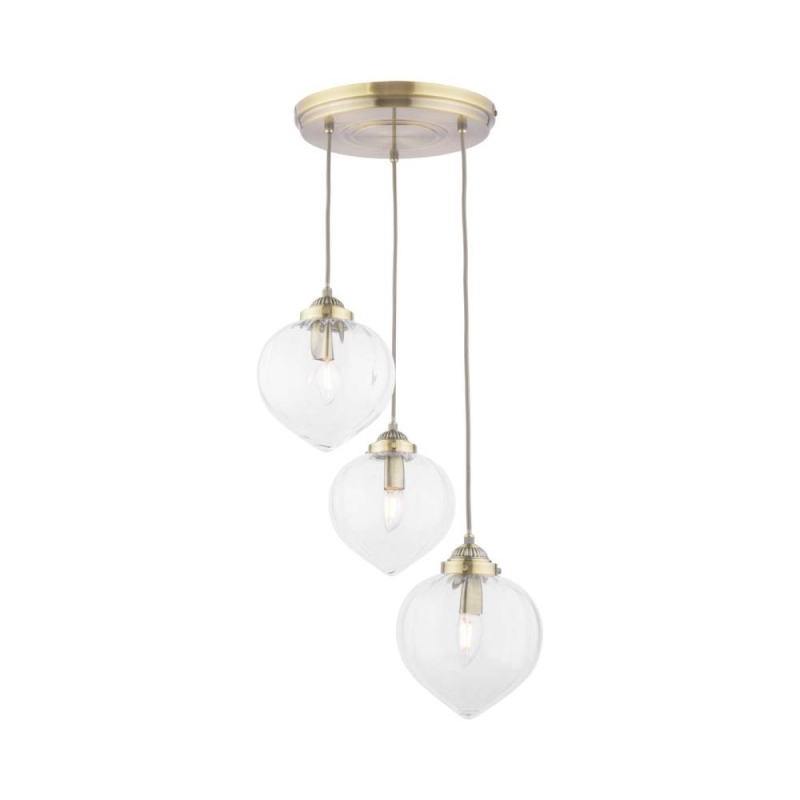 Laura Ashley Whitham 3 Light Cluster Pendant Antique Brass