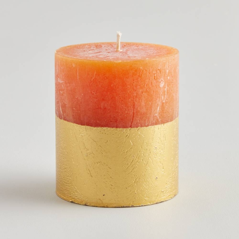St Eval Orange & Cinnamon Gold Dipped Pillar Candle