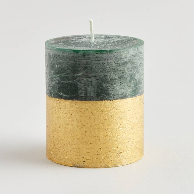 St. Eval Gold Half Dipped Pillar Candle Winter Thyme