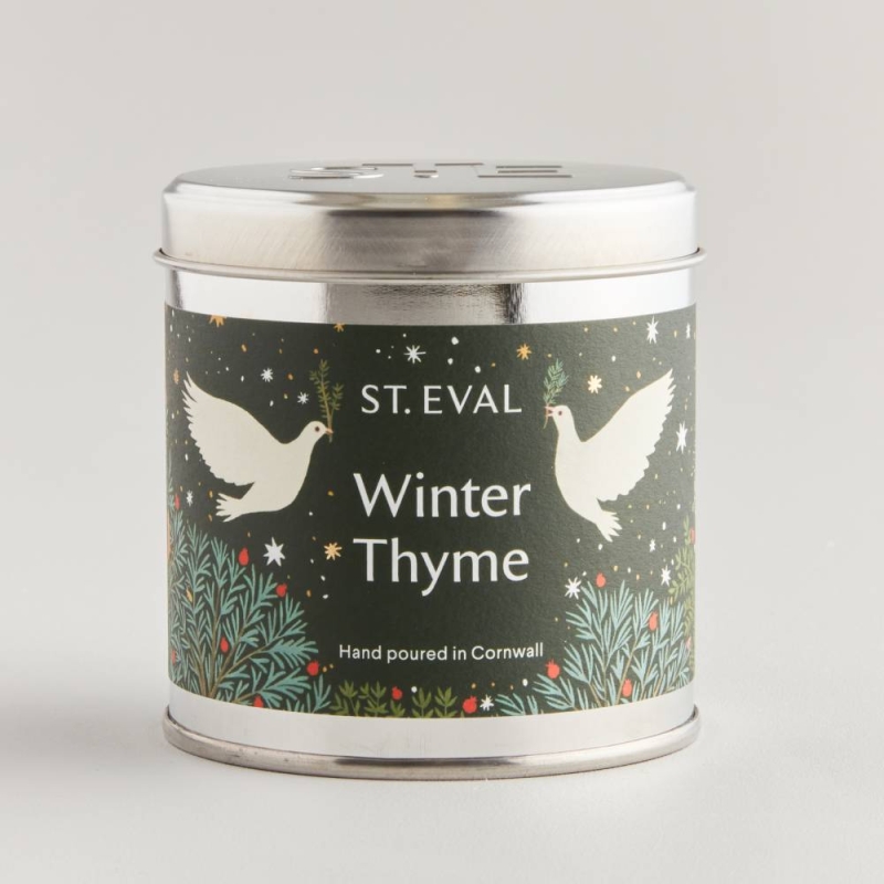 F01103 TIN CHRISTMAS WINTER THYME A21 CANDLE