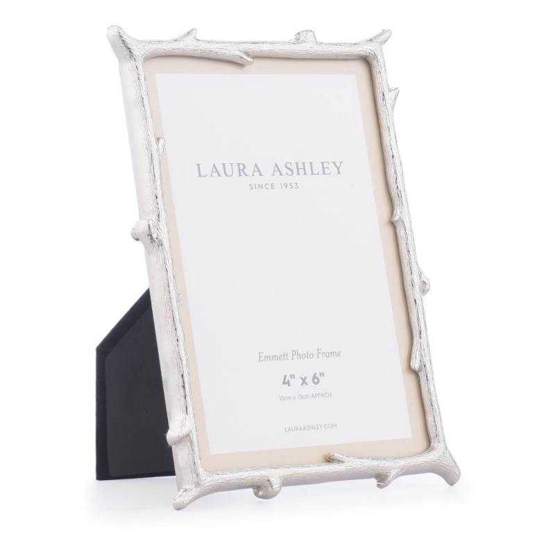 Laura Ashley Harrison Photo Frame Polished Silver & Linen 4x6"