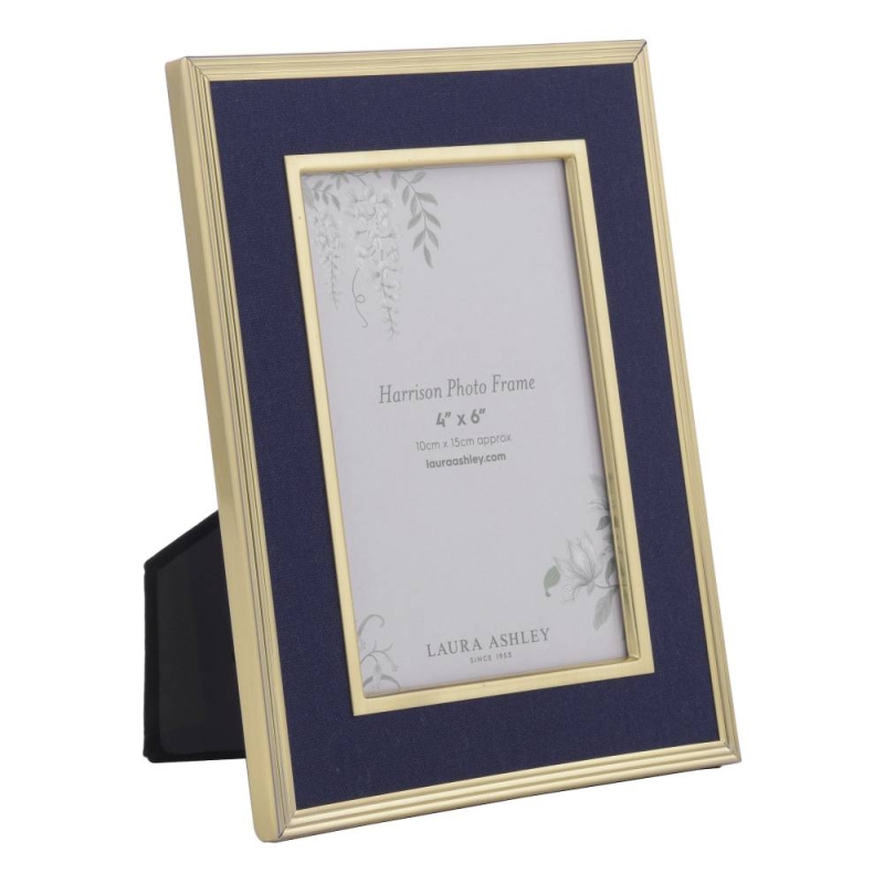Laura Ashley Harrison Brass & Dark Blue Photo Frame 4x6"