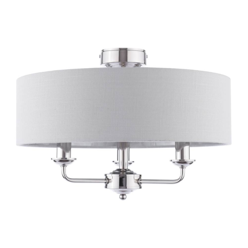 Laura Ashley Sorrento 3 Arm Semi Flush Polished Nickel With Silver Shade