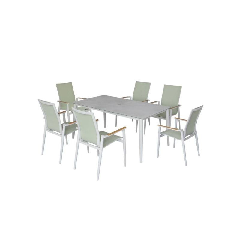 Lazio Rectangle Table With 4 Armchairs - Green