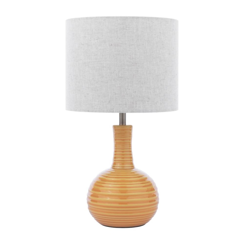 Laura Ashley Padley Table Lamp Ochre Ceramic & Antique Brass With Shade