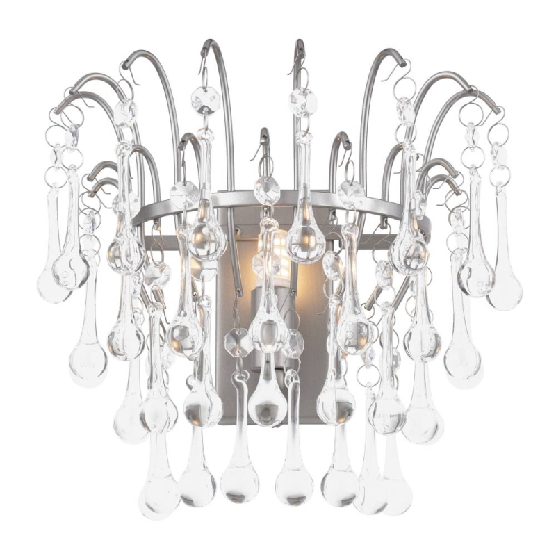 Laura Ashley WIllow Wall Light Satin Pewter & Crystal