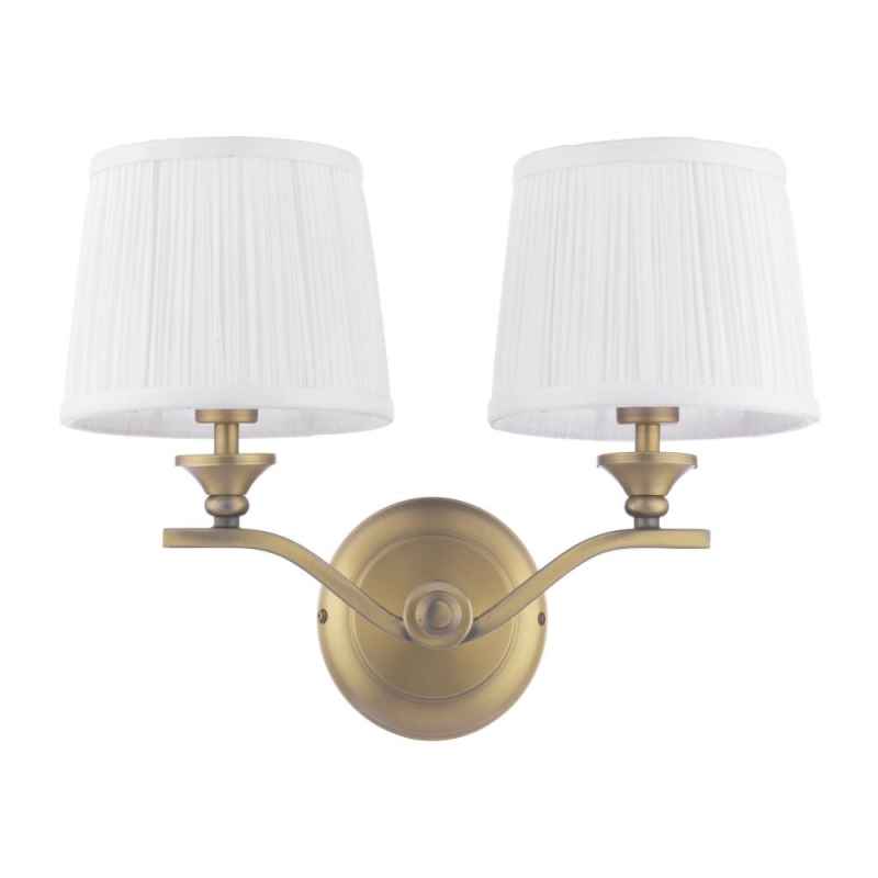 Laura Ashley Hemsley 2 Light Wall Light Matt Antique Brass With Shade