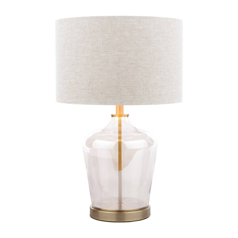 Laura Ashley Ockley Touch Table Lamp Antique Brass & Champagne With Shade