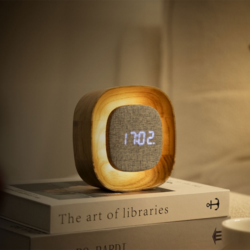 Lumos Clock Square Ash White