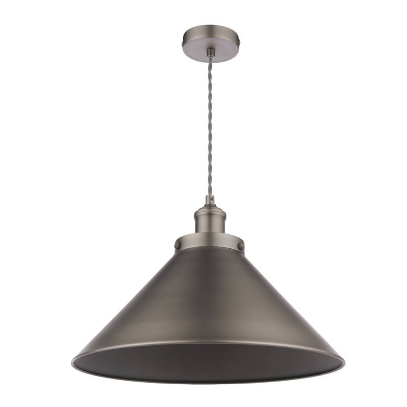 Laura Ashley Rufus Grande 1 Light Pendant Industrial Nickel