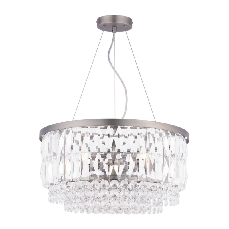 Laura Ashley Rhosil Grande 4 Light Pendant Crystal & Aged Pewter