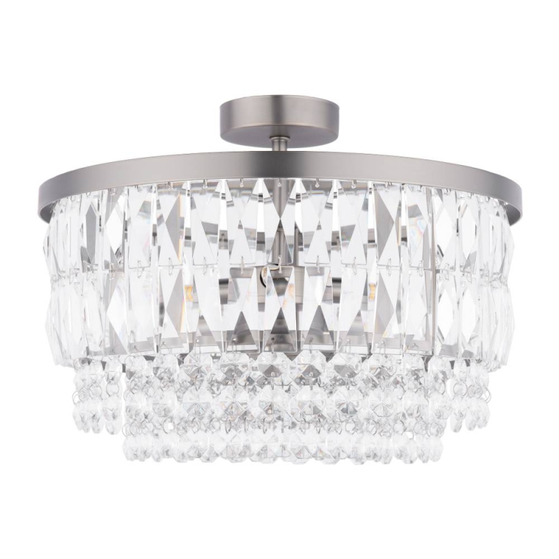Laura Ashley Rhosil 3 Light Semi Flush Crystal & Aged Pewter