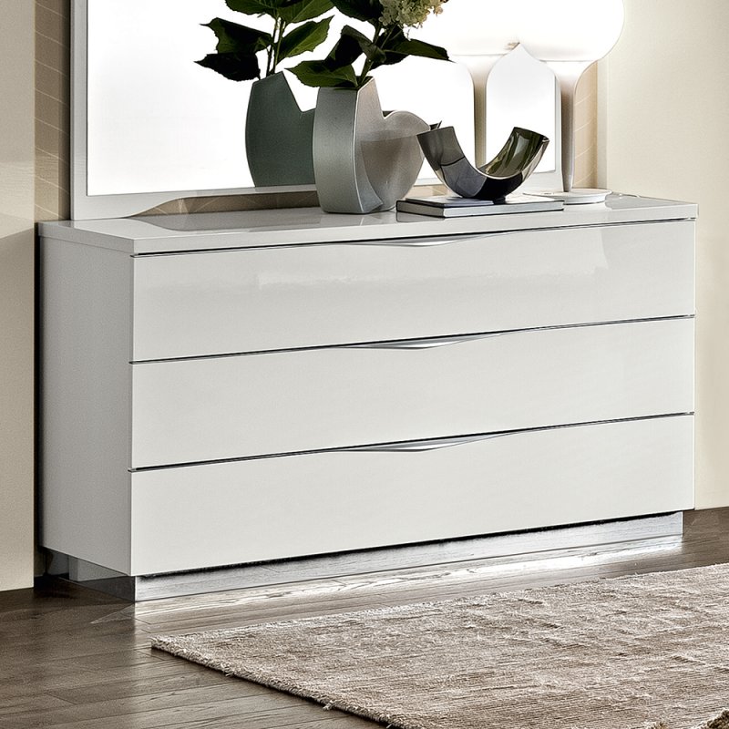 havana 3 drawer chest white gloss 