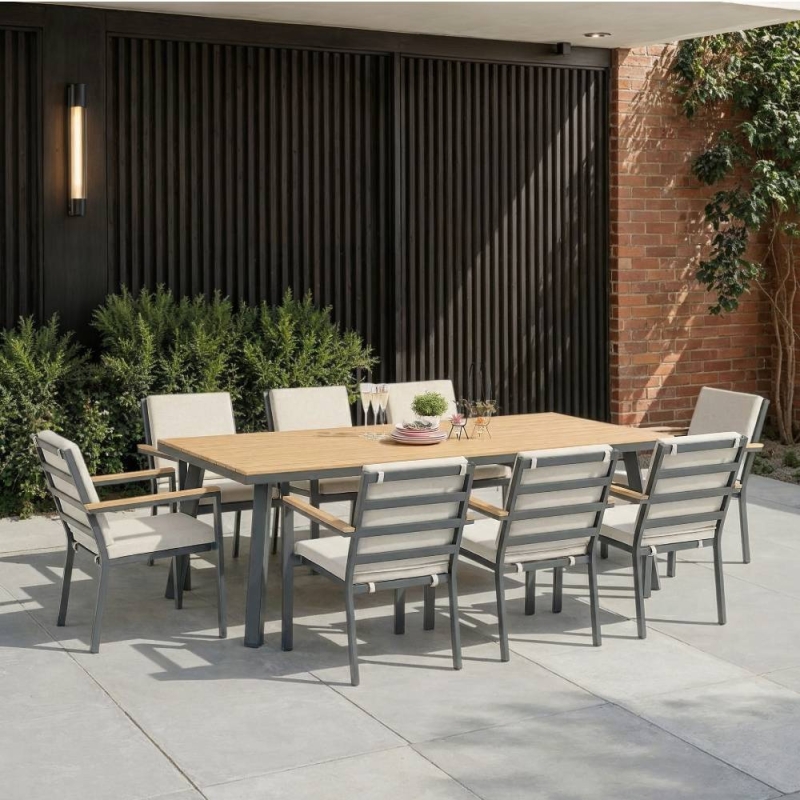 Torino Rectangular Dining Set With 8 Armchairs