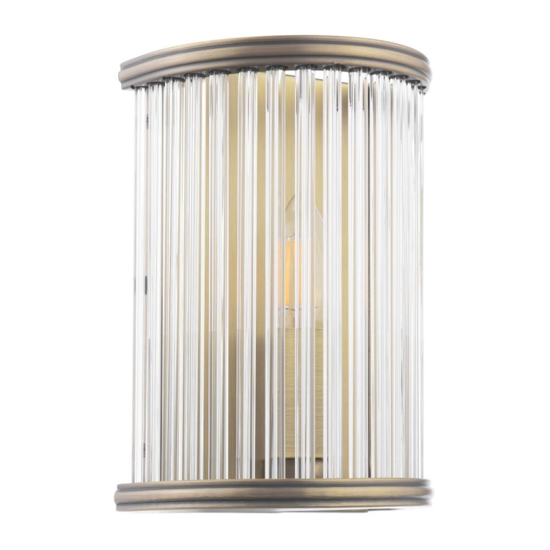 Laura Ashley Sutton Single Wall Light Antique Brass & Ribbed Glass